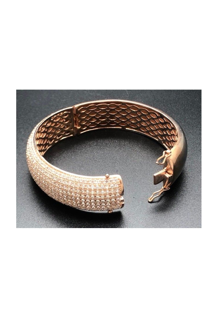 Pulsera rígida color cobrizo circonitas