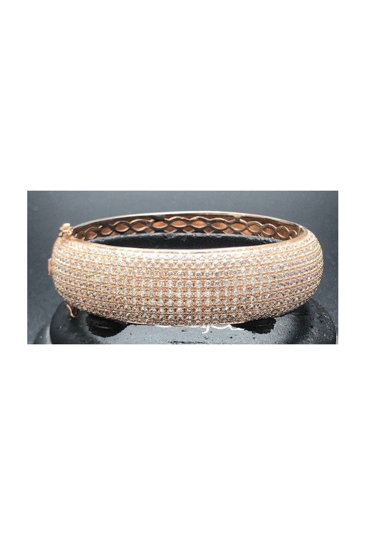Pulsera rígida color cobrizo circonitas
