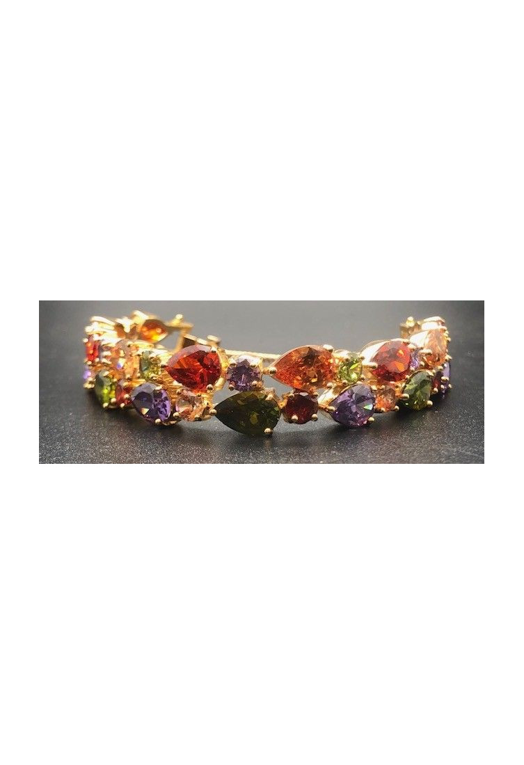 Pulsera semirígida dorada cristal de colores