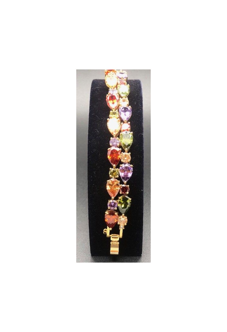 Pulsera semirígida dorada cristal de colores