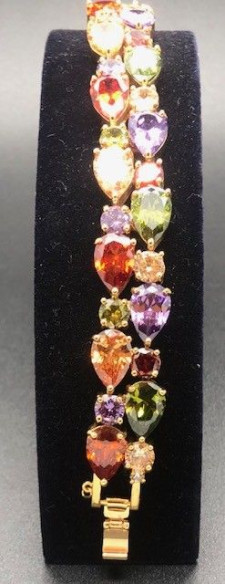 Pulsera semirígida dorada cristal de colores