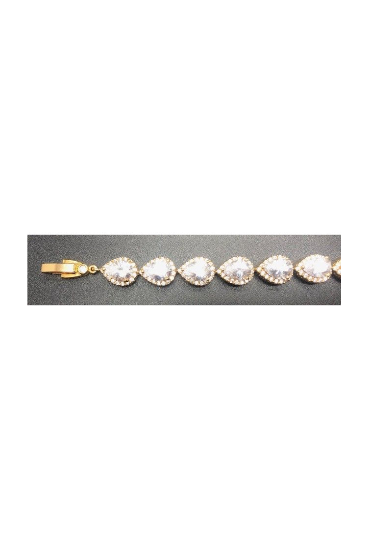 Pulsera dorada cristal y circonitas