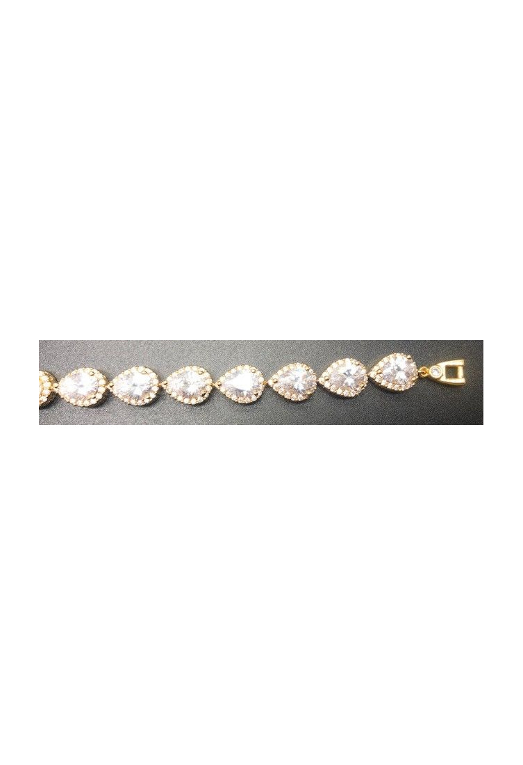 Pulsera dorada cristal y circonitas