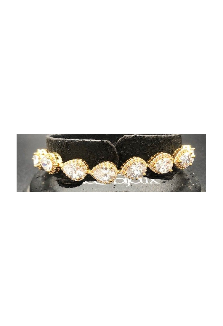 Pulsera dorada cristal y circonitas
