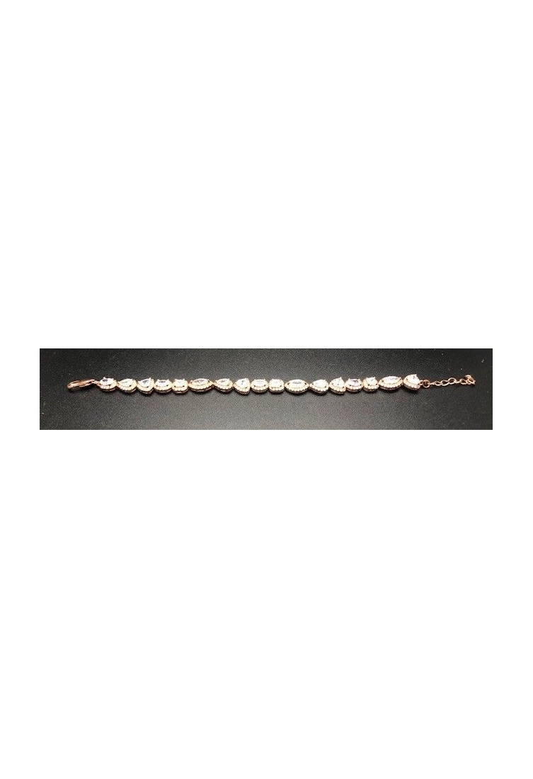 Pulsera cristal y circonitas oro rosa