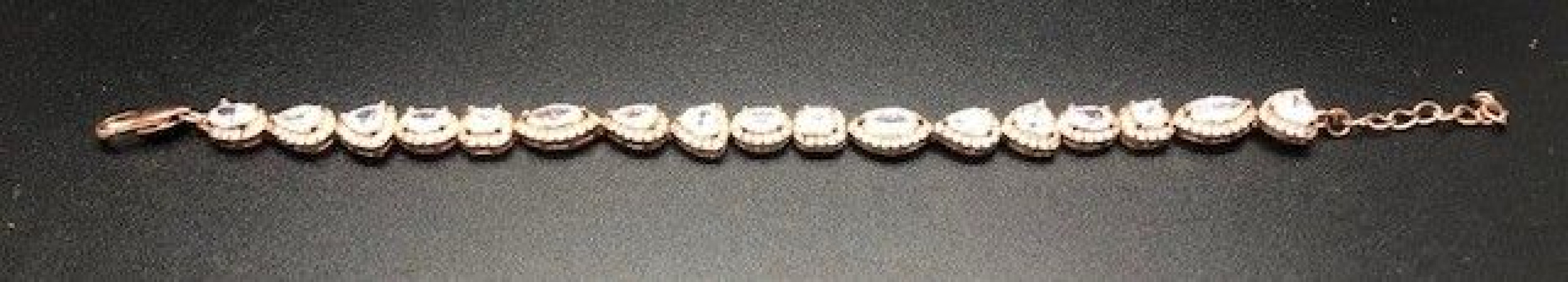Pulsera cristal y circonitas oro rosa