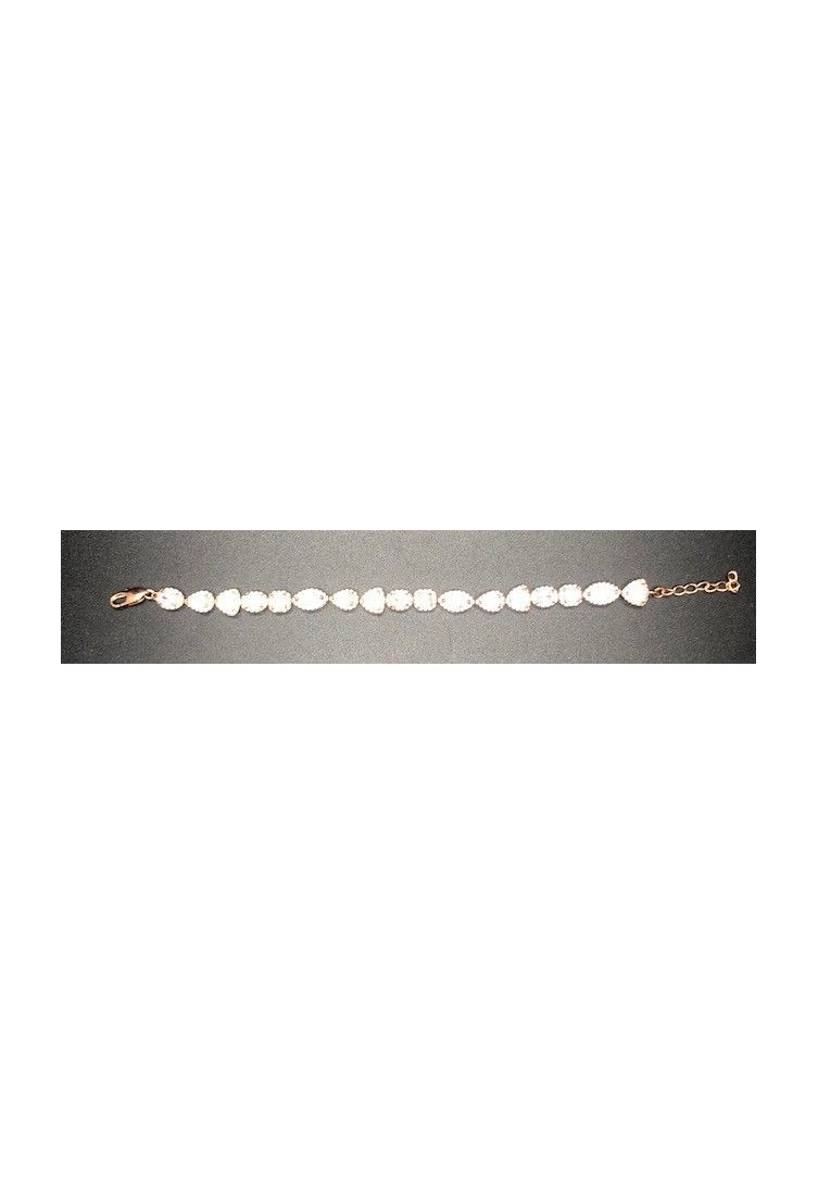 Pulsera cristal y circonitas oro rosa