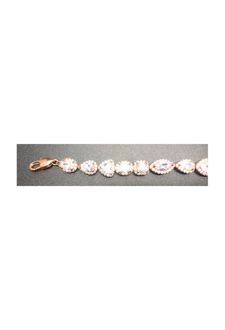 Pulsera cristal y circonitas oro rosa
