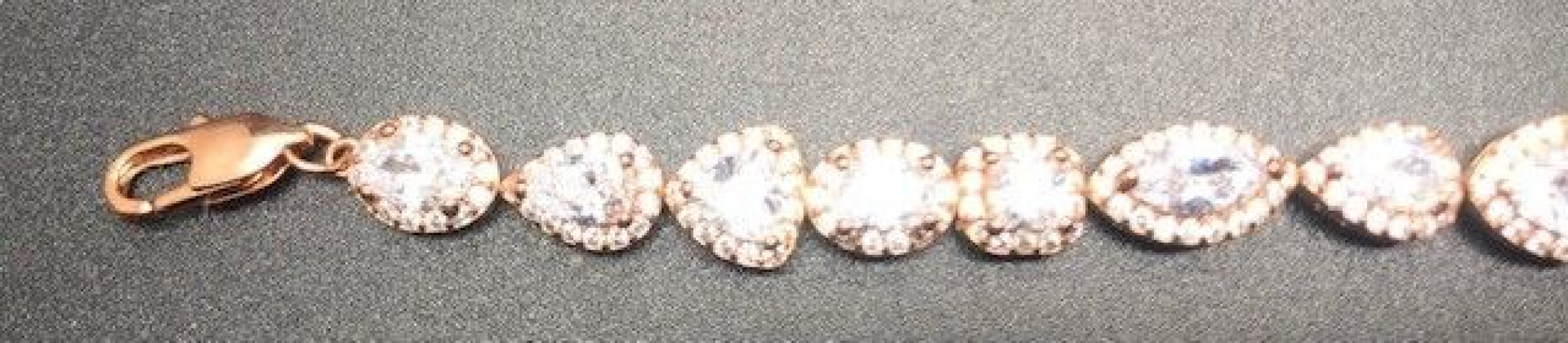 Pulsera cristal y circonitas oro rosa
