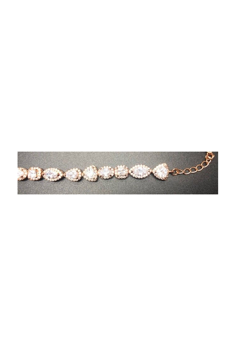 Pulsera cristal y circonitas oro rosa