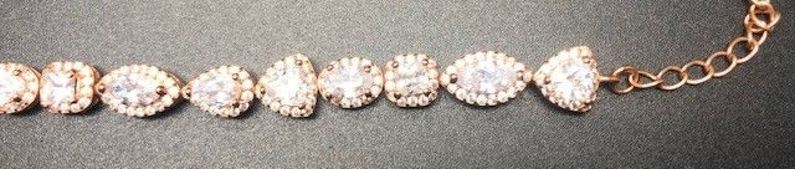 Pulsera cristal y circonitas oro rosa