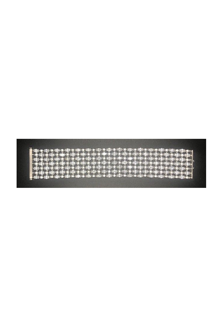 Pulsera plata ancha cristales y circonios