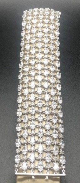 Pulsera plata ancha cristales y circonios