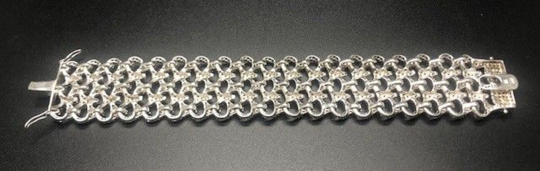 Pulsera ancha plata circonitas
