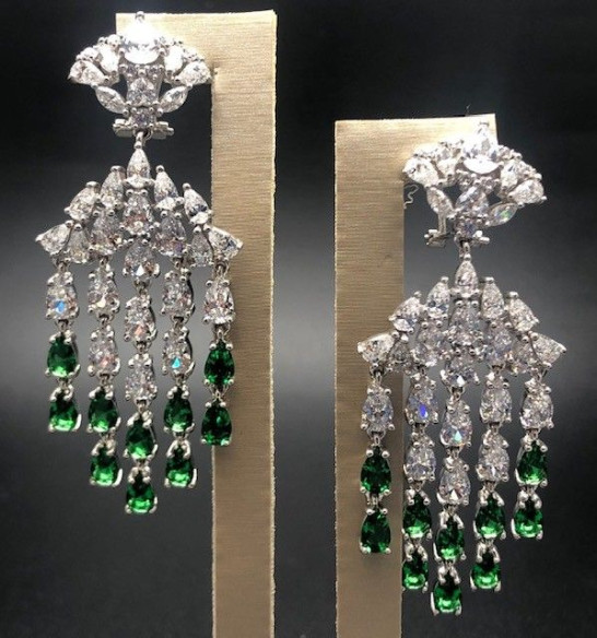 Pendiente plata esmeralda
