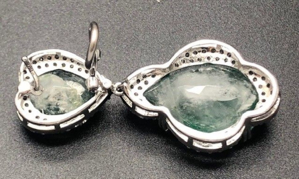 Pendiente esmeralda plata