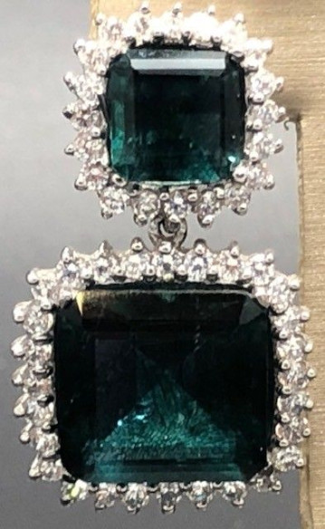 Pendiente esmeralda plata
