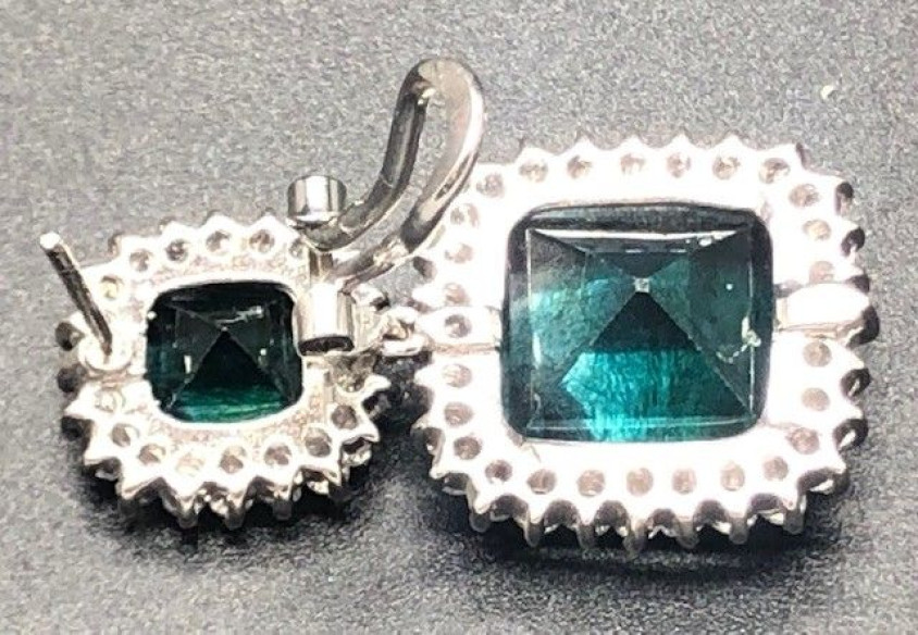 Pendiente esmeralda plata
