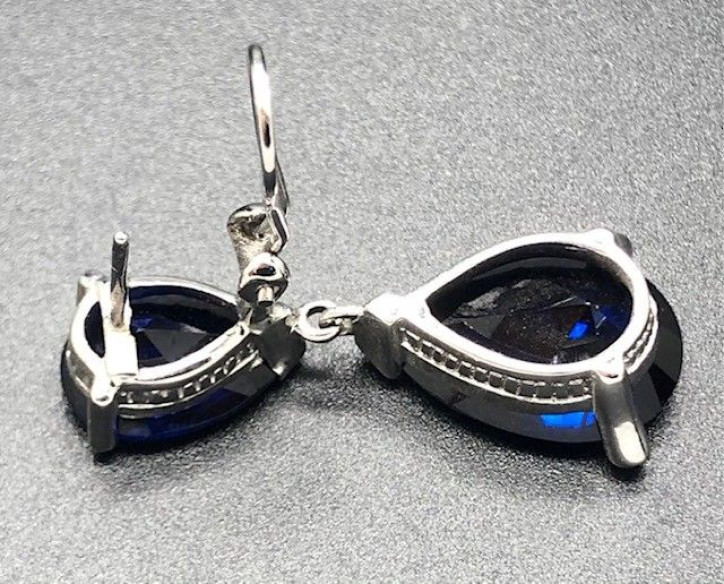Pendiente zafiro plata
